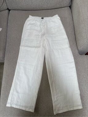 J Crew Soleil White Linen Pants